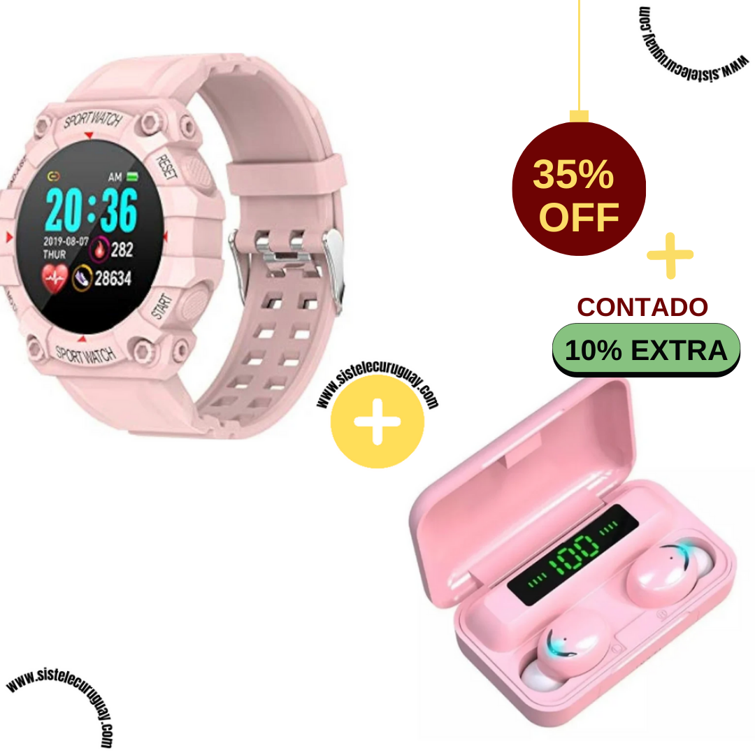 Sport Watch + Auriculares Inalámbricos F9