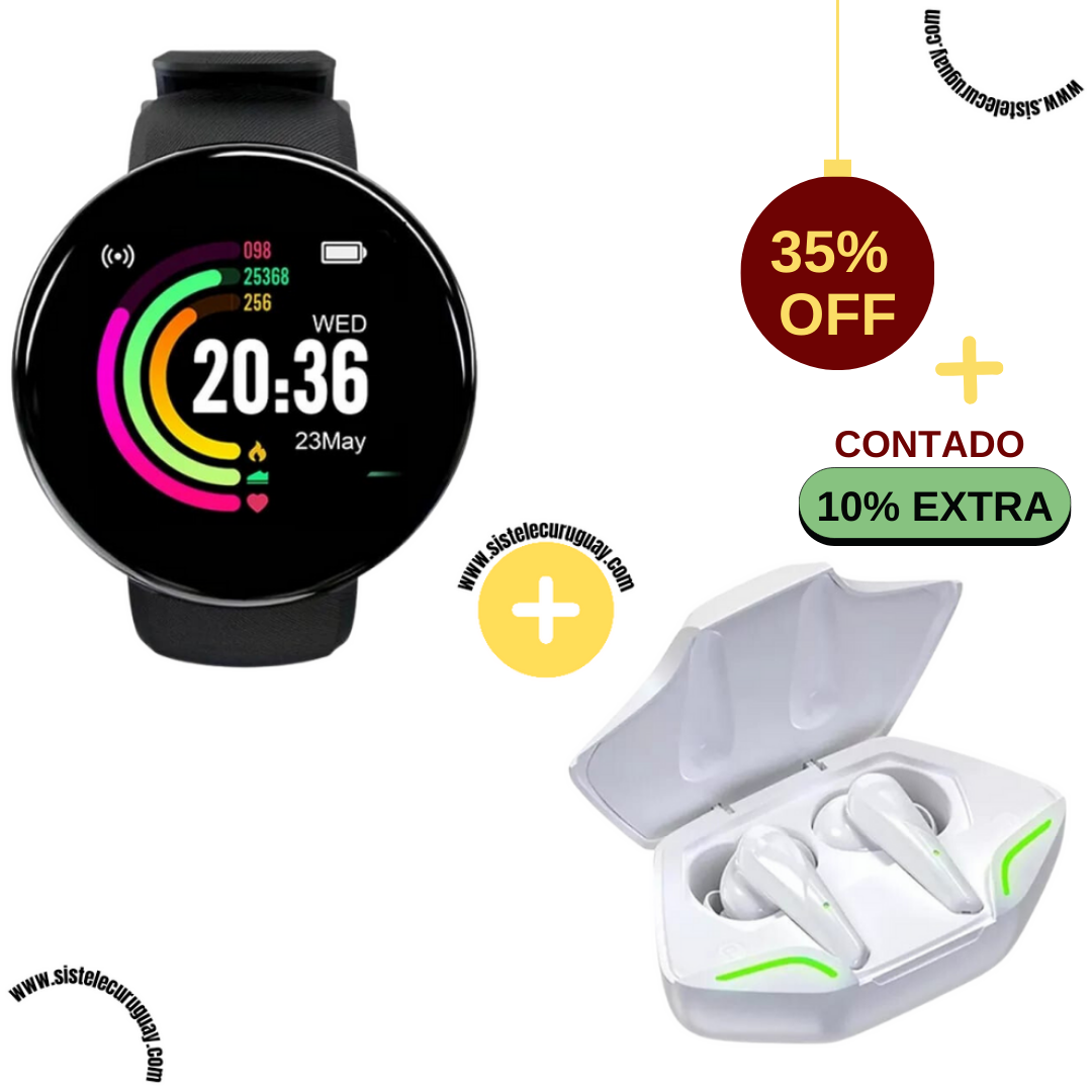 Smart Bracelet Circular Ultra + Auriculares Inalámbricos X15 PRO