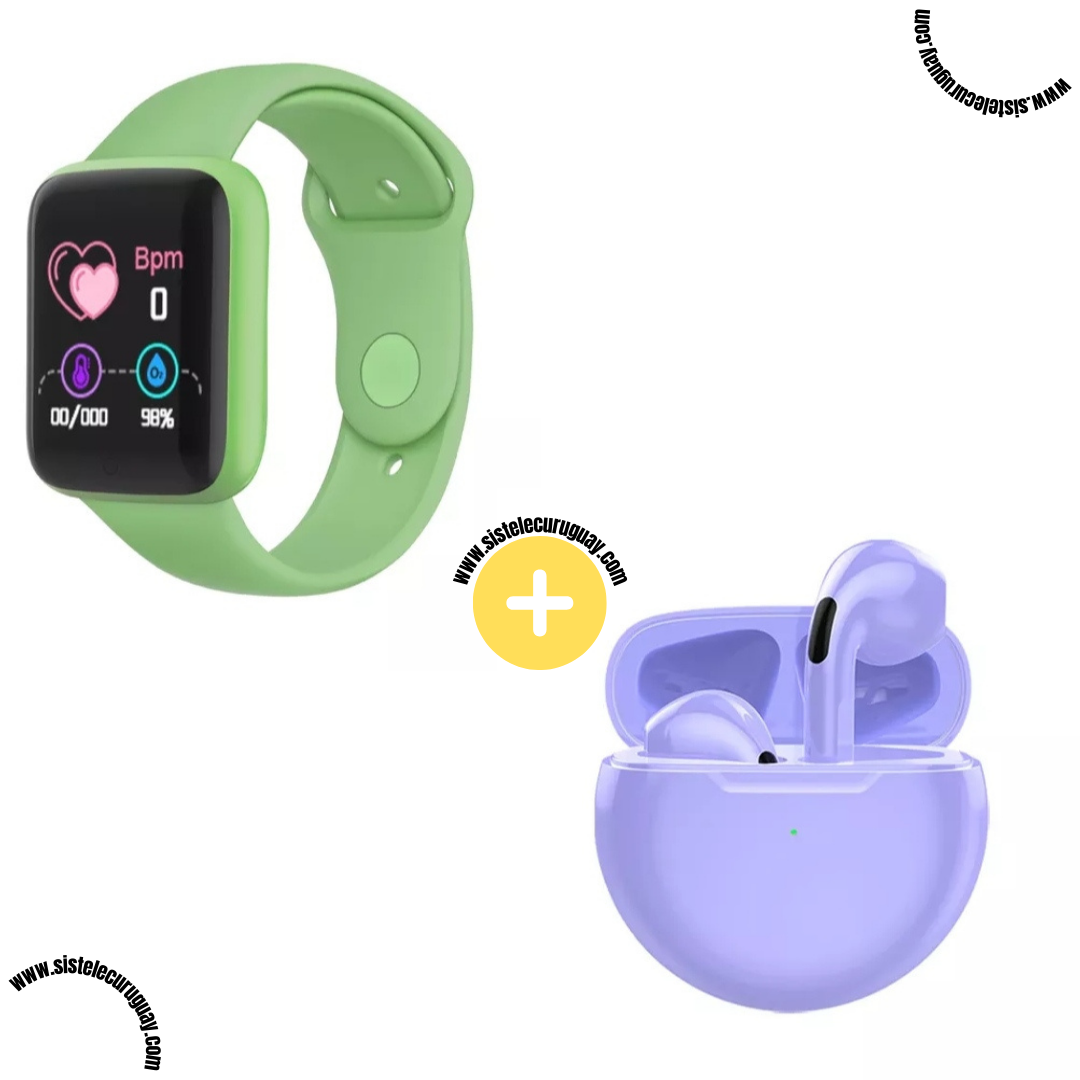 Smart Bracelet D20 PRO + Auriculares Inalámbricos PRO6