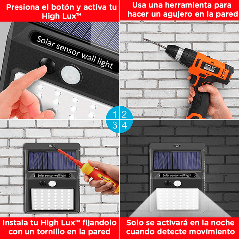 Foco Luz Led Solar Exterior Con Sensor De Movimiento 48 Led / Fotocélula